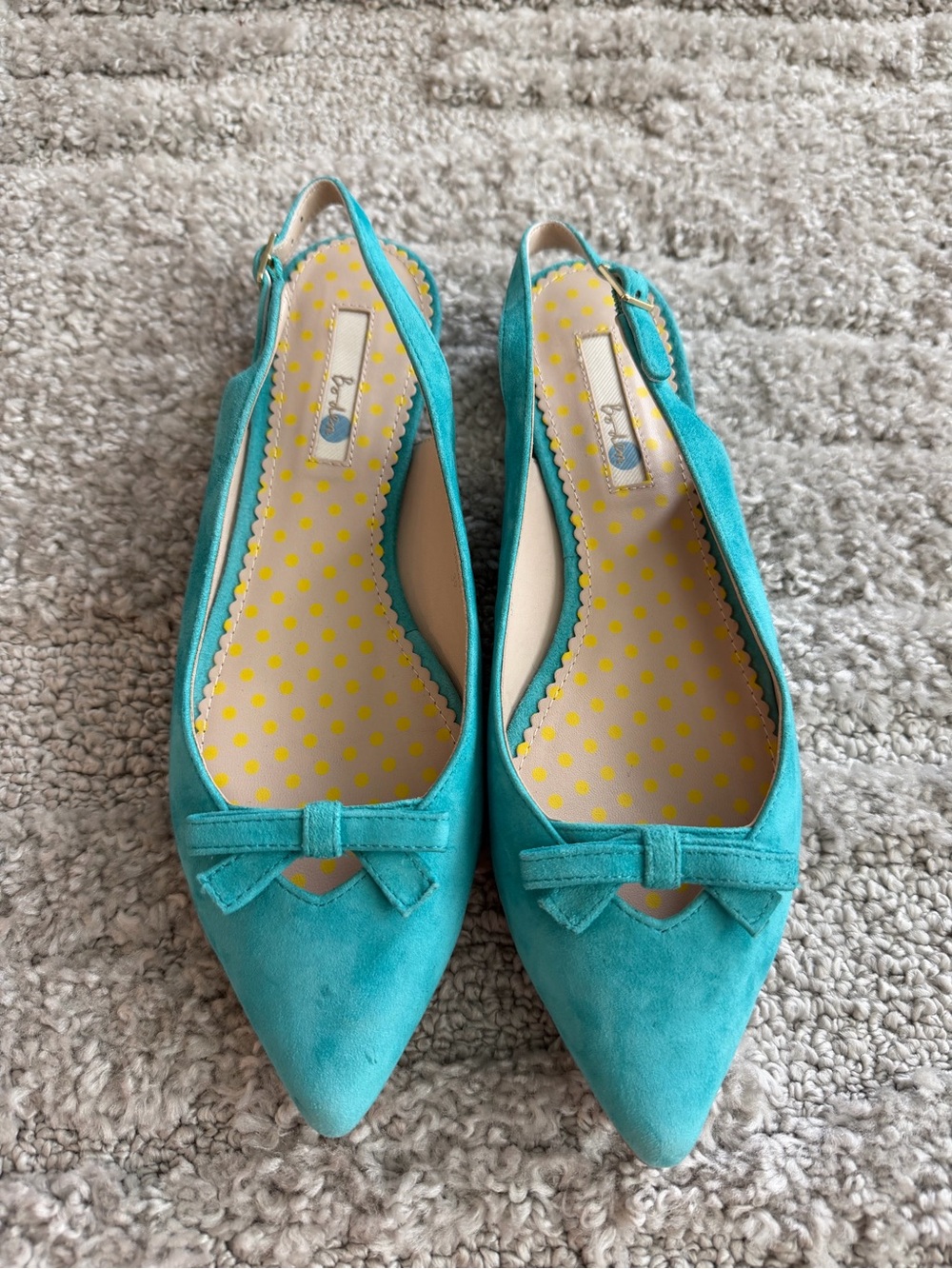EUC Boden Size 39 Turquoise Suede Slingback Flats - Picture 2 of 8